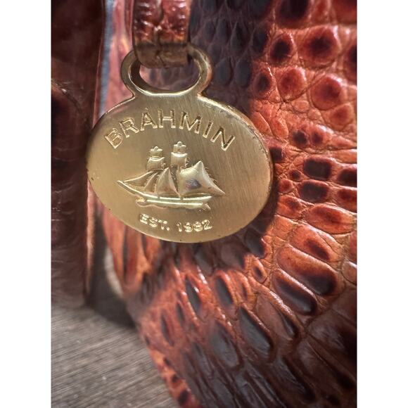 Brahmin Melbourne Croc Embossed Leather Shoulder Bag Tote Satchel & Wallet - Picture 11 of 13